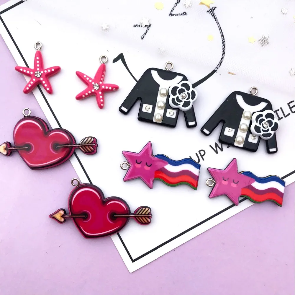 

10pcs Flat back mini Resin Starfish love charms Jewelry necklace earring pendant keychain charms for DIY decoration gift