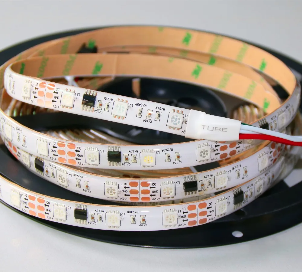 promotion!! 5m DC12V WS2811 240LEDs (16pixes/m) led digital stripwaterproof in silicon coatingIP66WHITE PCB |