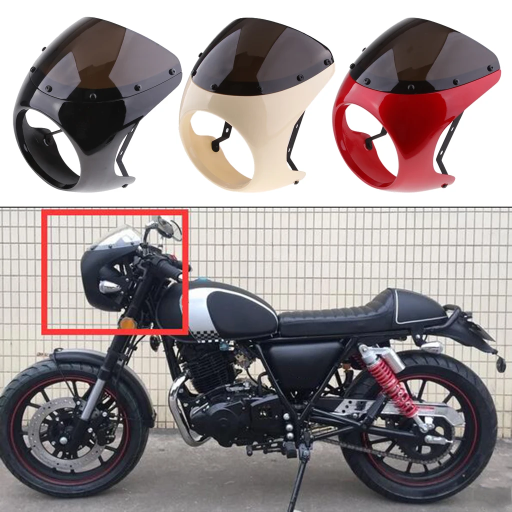 Retro Cafe Racer Style 7'' Headlight Lamp Handlebar Fairing Windshield Universal Less Turbulence Improves Stability