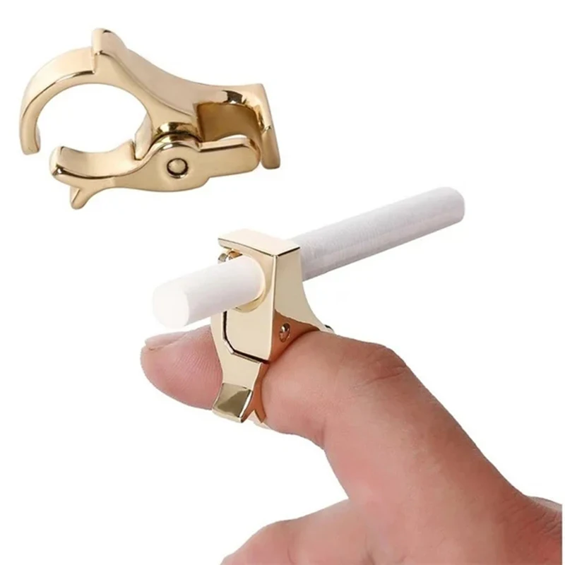 

Creative Cigarette Ring Holder Hands Smoking Clip on Rack Durable Alloy Smoking Accessories for Regular Smoker Gold/Silver