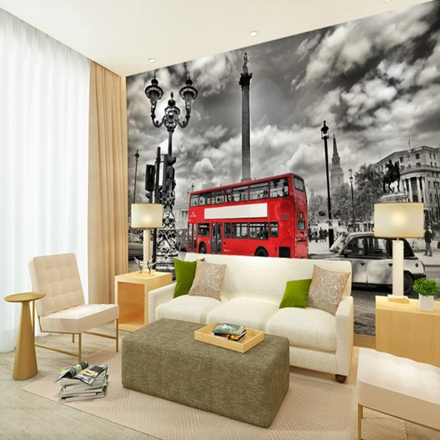 London street view red double decker bus graphic designs pattern ...