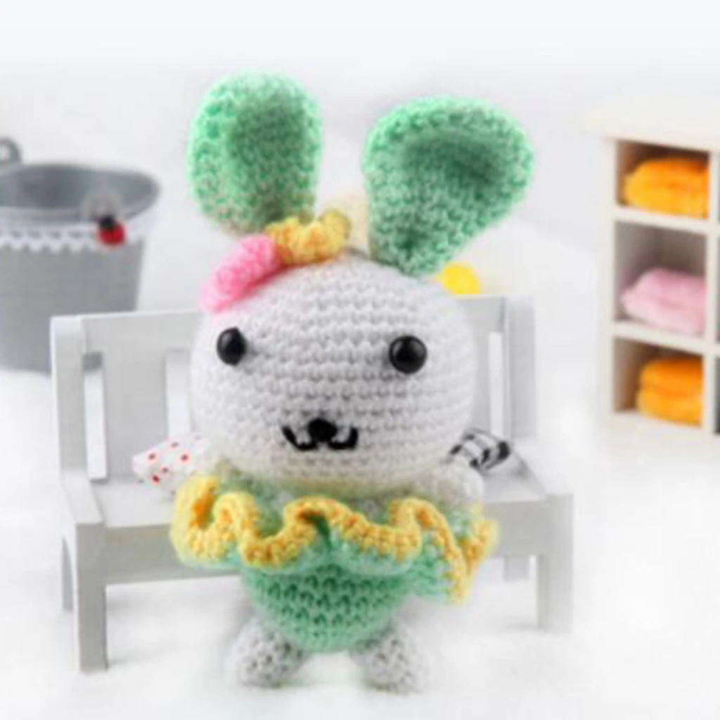 Green Rabbit Amigurumi Crochet Kit 15cm High DIY Crochet Knitting Kit Stuffed Doll Materials