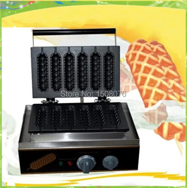 new 6 moulds per time electric stainless steel french muffin hotdog waffle maker