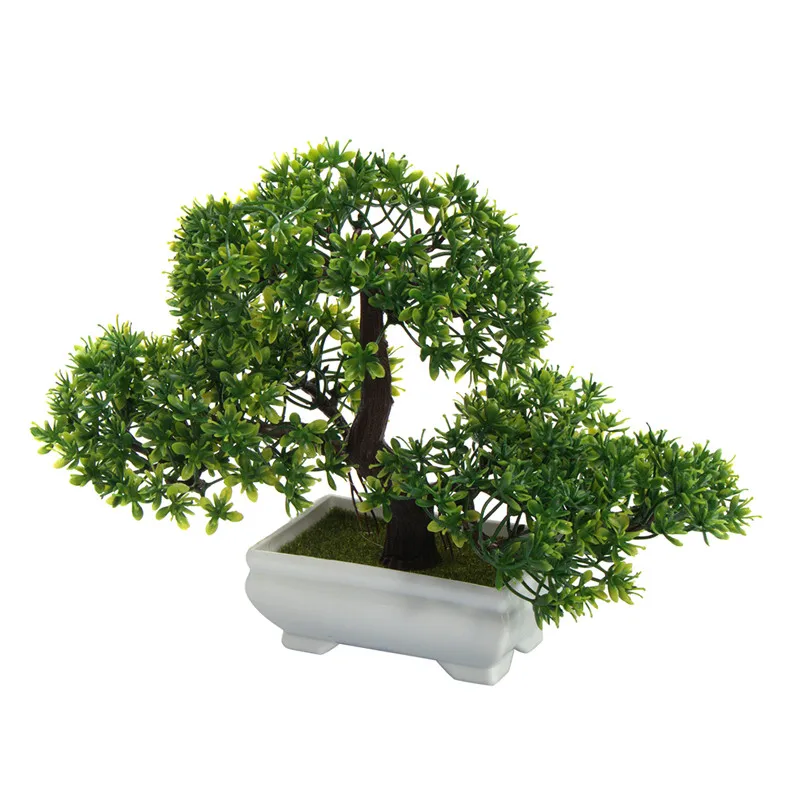 

Modern Green 180mm Artificial Planter Plastic Bonsai Tree in Square Pot Home Garden Office Plant Decoration Ornament