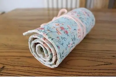 

"Flower" 36/48/72-Hole Canvas Color Pencil Wrap Roll Hold Pouch Hand Made