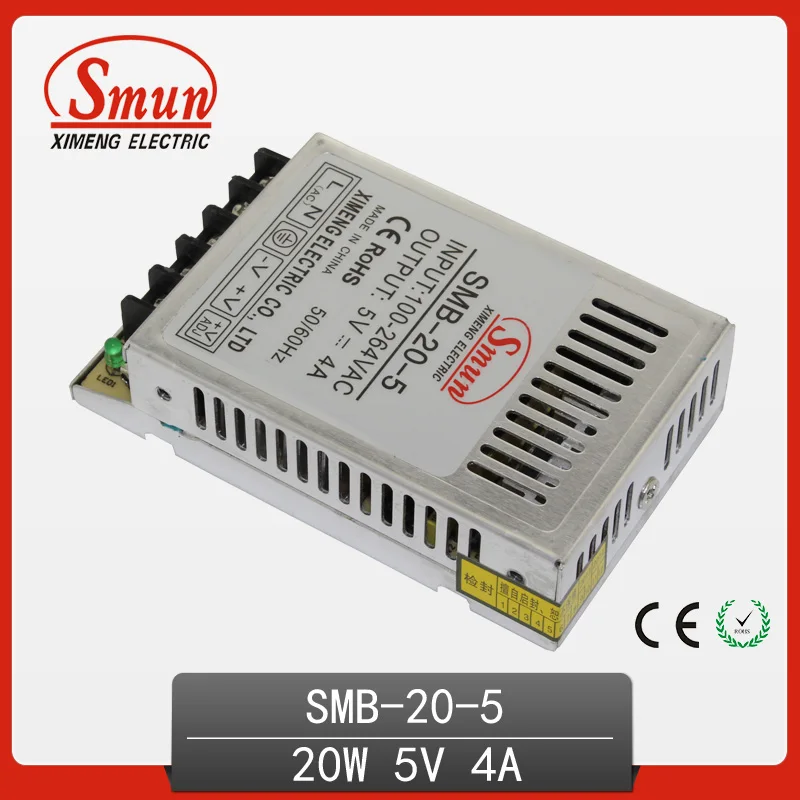 

20W 5VDC Output Switching Power Supply Universal AC Input Small Volume Thin Power Supply SMB-20-5