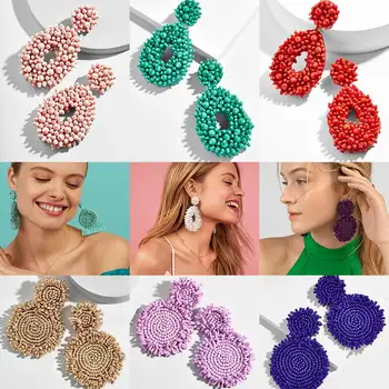 

Dvacaman Colorful Beads Handmade Drop Earrings Women Crystal Big Dangle Earrings Wedding Party Statement Jewelry Drop Shipping