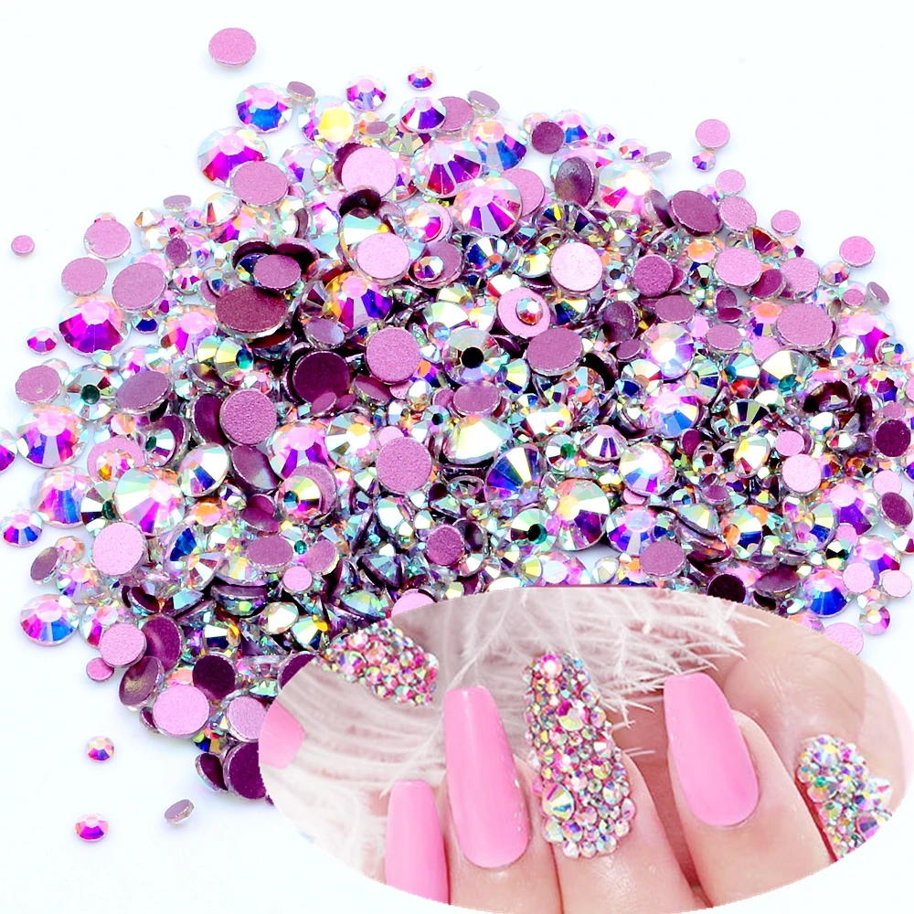 

1440pcs/lot SS3-SS20 Crystal and AB Non Hotfix Red Bottom Flatback Rhinestones Glass Strass Beads For Nail Art Wedding Garments