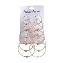 6 Pairs Gold Sliver Big Round Circle Hoop Earrings Set For Women Multiple Loop Earring Fashion Jewelry 6 Pairs Gold Sliver Big Round Circle Hoop Earrings Set For Women Multiple Loop Earring Fashion Jewelry