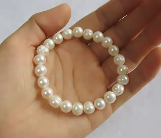 

AAA+ 7.5-812-13mm genuine natural south sea white pearl bracelet 28%