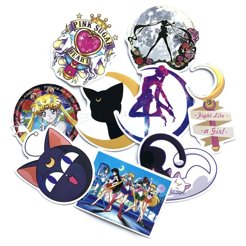 

9Pcs/set Classics Anime Sailor Moon Sticker For Car Laptop Skateboard Bicycle Waterproof PVC Stationery Stickers