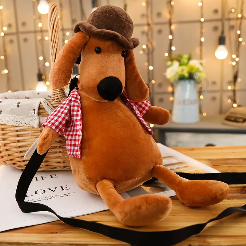 1 шт. 45 см Милая шляпа собака плюшевая креативная игрушка собака плюшевая набивная сумка на плечо сумка-мессенджер для отправки подруге
