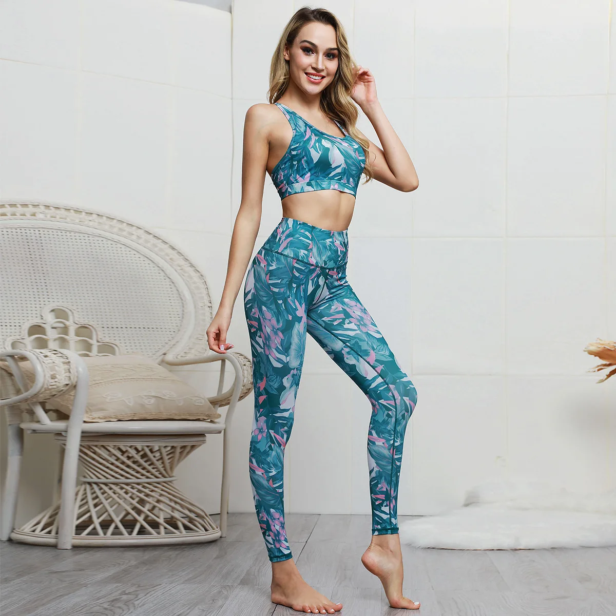 

Ropa Deportiva Mujer 2 Pieces Women Yoga Wear Fitness Womens Athletic Wear Tops+Pants 3#20D50