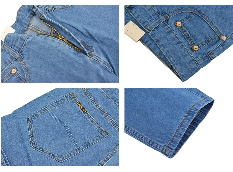 Новые хлопковые летние мужские классические синие джинсы прямые длинные джинсовые штаны мужские качественные легкие джинсы среднего возраста