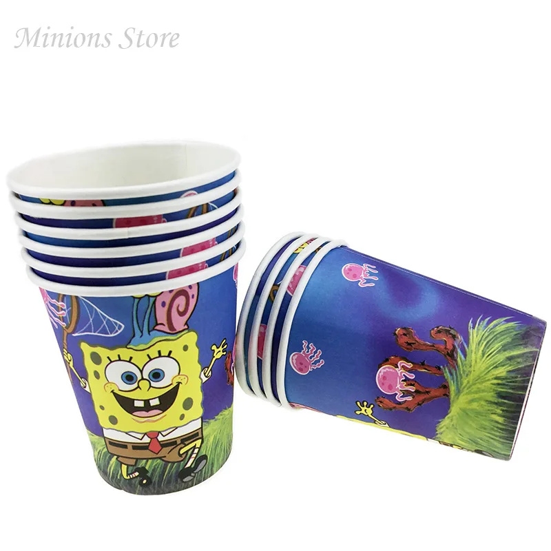 10pcs/lot Sponge Bob Disposable Cups Birthday Party Decorations Kids