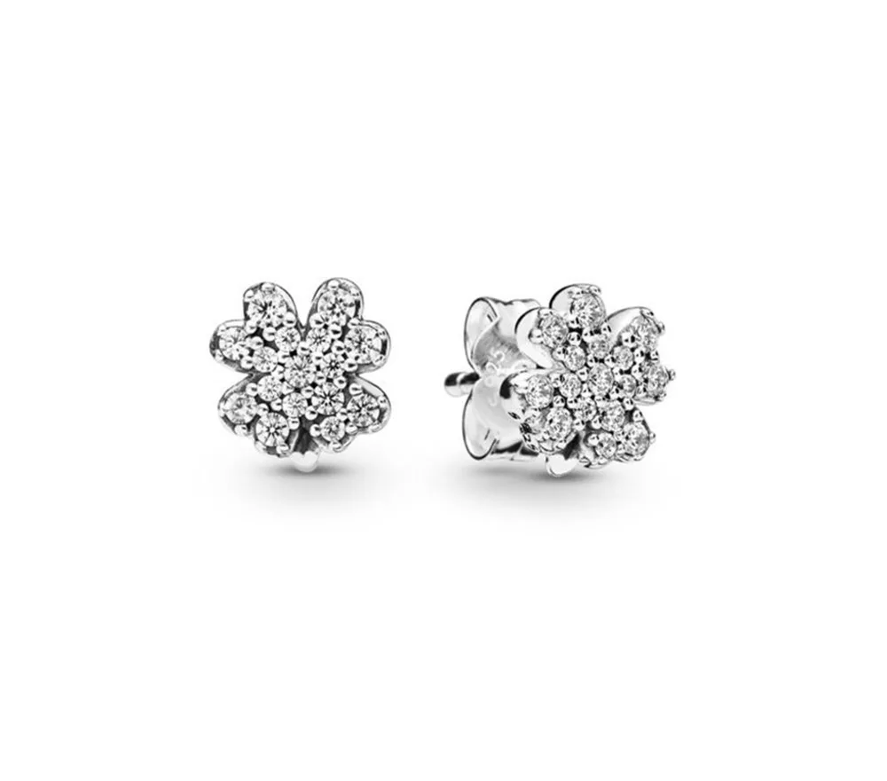 

Kaliyah 100% 925 Sterling Silver New 2019 Spring 297944cz Radiant Flowes Luck Four -leaf Clover Four -petal Brinco Studs Present