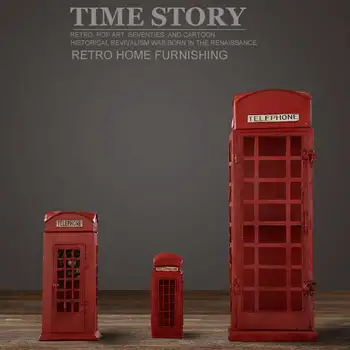 

American village retro iron art Telephone booth model home furnishing decoration creative deco ornament props of bar and cafe