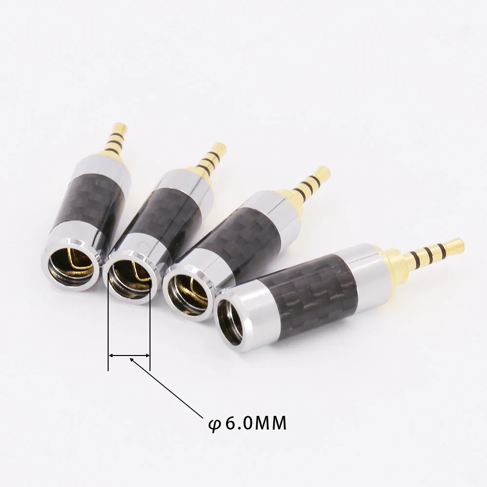 2pcs carbon fiber Gold plated 4pole 2 5mm Stereo Headphone Plug 2 5mm stereo Male Repair headphone Jack Plug Audio Soldering