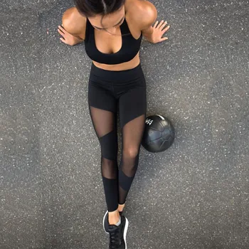 

Sexy Women Patchwork Mesh Leggings Summer Bandage High Waist Fitness Stretch Leggings Trousers