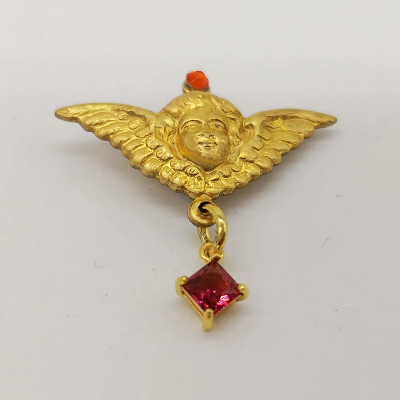 

Vintage Brass Angel Suit Brooches Pins Coat Collar Brooch Crystal Lapel Pin Brooches Jewelry Gothic