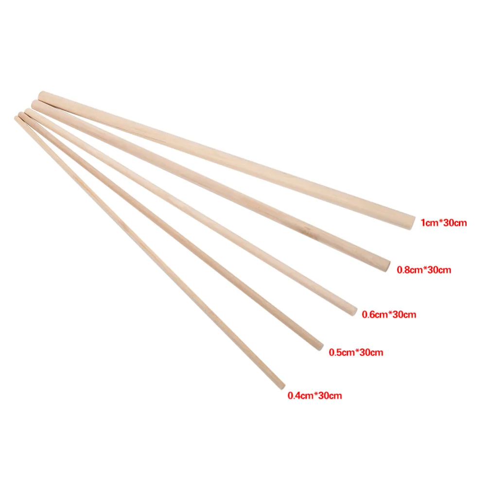 

10pcs 30cm Long DIY Wooden Arts Craft Sticks Dowels Pole Rods Sweet Trees Wood Tool 5 Sizes