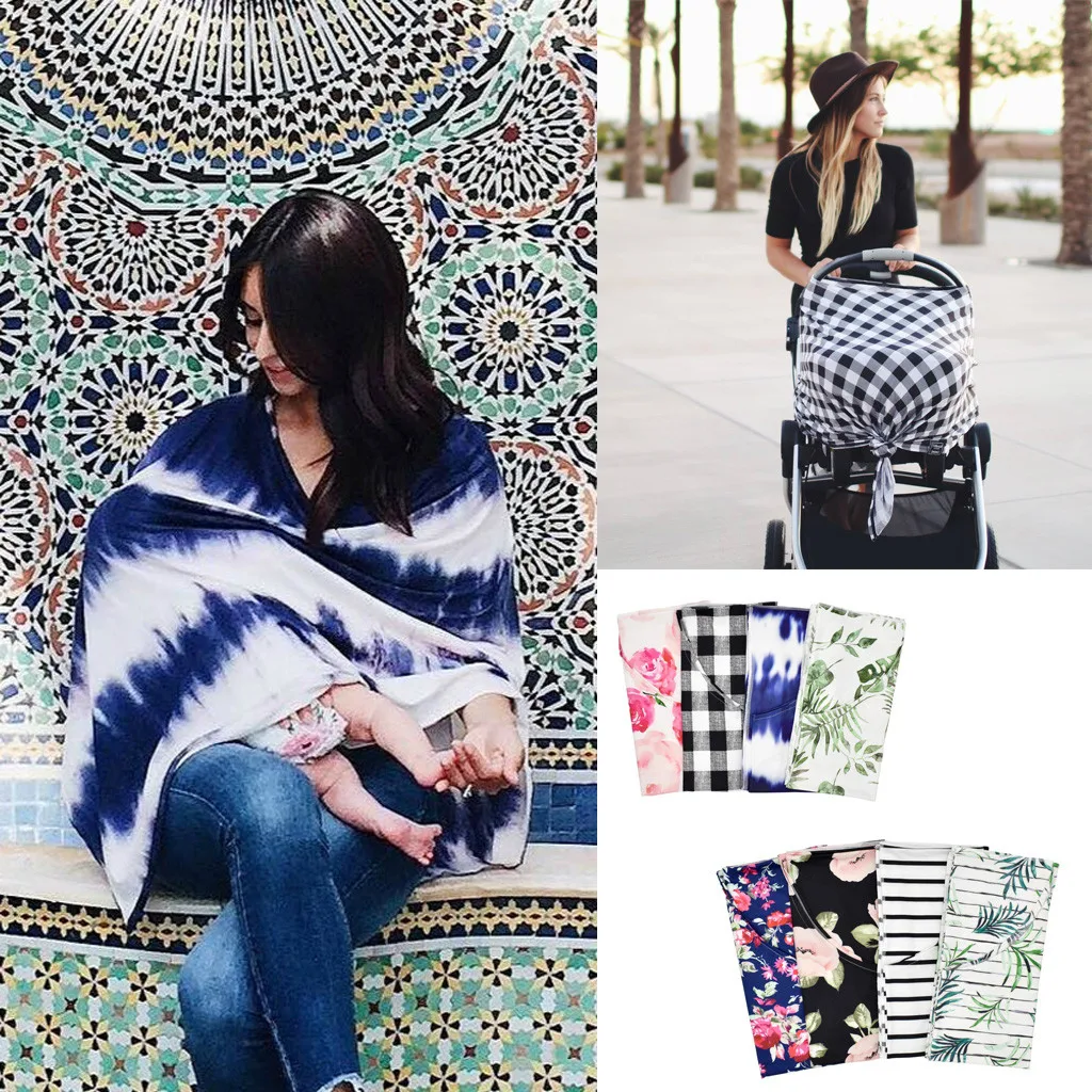 

2019 Nursing Breastfeeding Privacy Cover For Baby Floral Print Polyester Stretchy Cover Multi Use Carseat Canopy Stroller