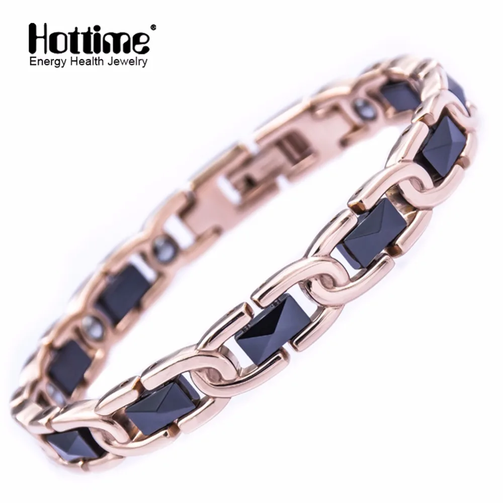 Hottime Health Care Ceramic Stainless Steel Chain Link Bracelet 13 PCS 99.9999% Pure Germanium Bracelets &amp Bangles |