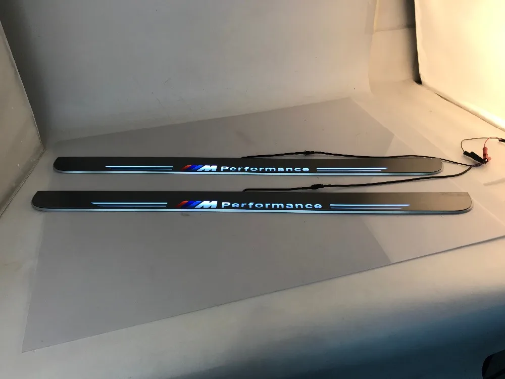 

RQXR led moving door scuff for BMW E46 coupe dynamic door sill plate flat lining overlay Flow/fixed light, 2pcs