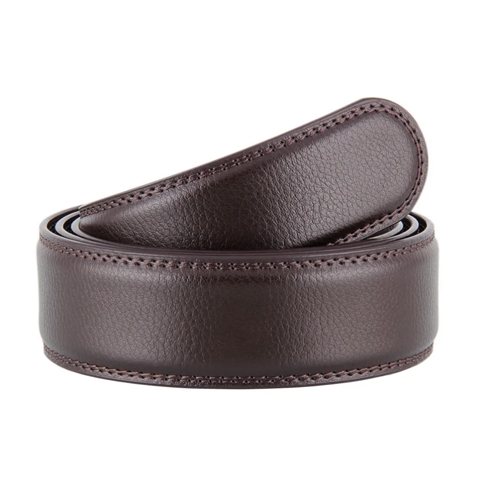 Mens Adjust 38&quot; 54&quot; Genuine Leather Dress Belt Holeless without Buckle Black Brown Famous Brands ...