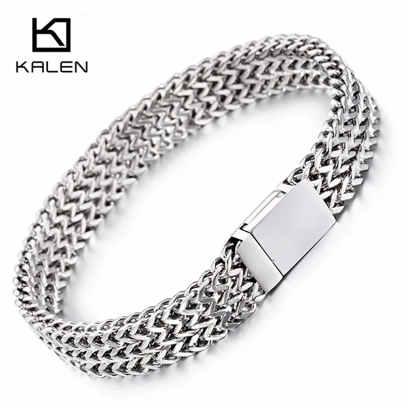 Kalen мужские 22 см новые сетчатые браслеты из нержавеющей стали полированные ювелирные изделия Небольшая Ручная цепочка дешевые аксессуары крутые подарки