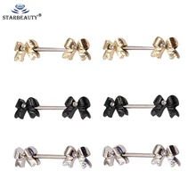 2 шт Новое поступление Золотой Цвет бант Цветок форма пирсинг щит стержни 14 г 316L пирсинг из хирургической стали пирсинг сосков для женщин и мужчин