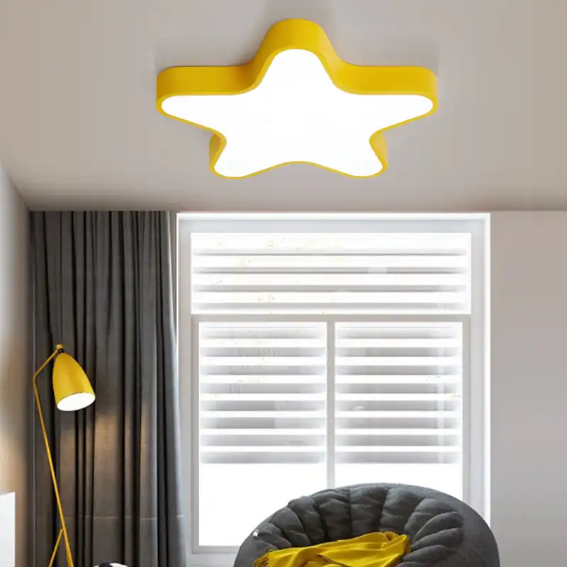 Modern European Pink Blue Star Babies Kids Children Room Bedroom Girls Boys Led Ceiling Lamp Light Fixtures Nursery Lighting