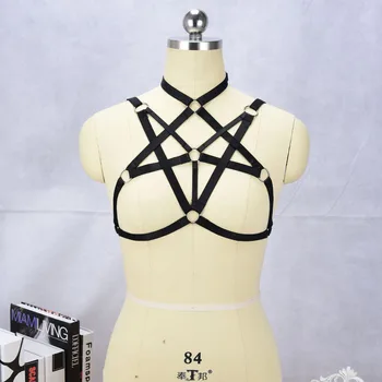 

Women New Black Harness cage bra Exotic Apparel Gothic Harajuku sexy lingerie cosplay erotic underwear women bondage harness pro