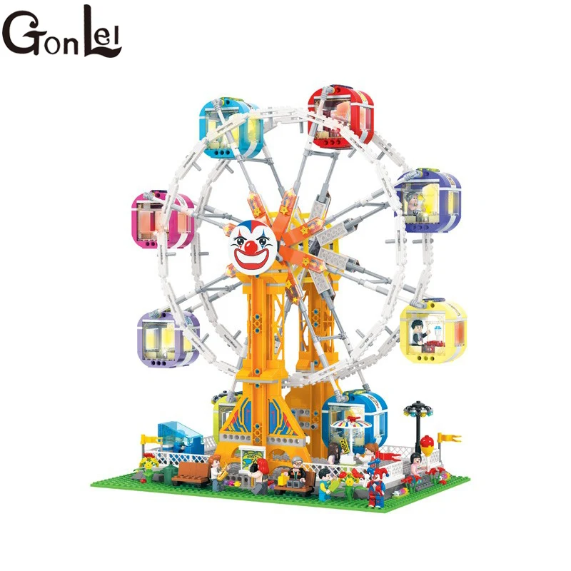 

GonLeI 1506pcs City Series Girl Friends Modern Paradise Ferris wheel With Lighting series Building Block Toys Christmas gift7036