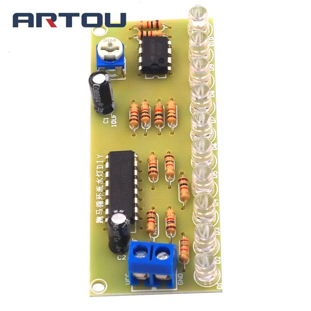 NE555 Led سباق الخيل تعميم المياه مصباح Pcb لوحة دوائر كهربائية الإلكترونية إنتاج Diy وحدة كيت أجزاء