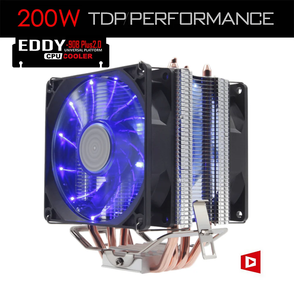ALSEYE 4 Heatpipe Radiator CPU Cooler TDP 200W With Dual LED Quite Fan 92mm EDDY 90B