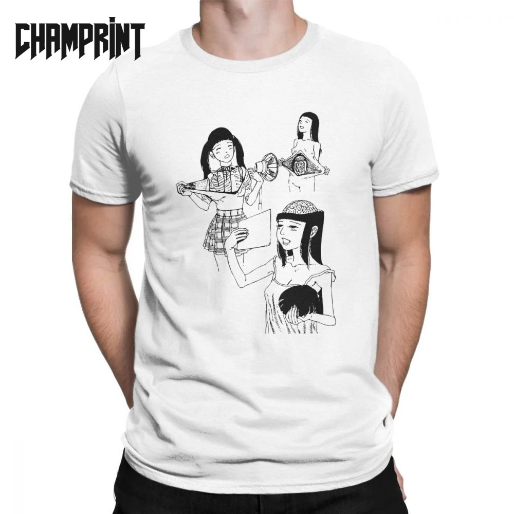 

Junji Ito Men T Shirts Tomie Japanese Kago Manga Horror Tomie Harajuku Vintage Tee Shirt Short Sleeve T-Shirts Cotton Printed