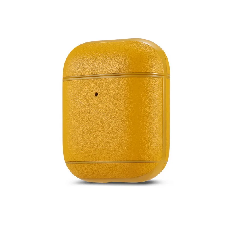 Для Apple Airpods чехол из натуральной кожи Bluetooth беспроводной Чехол для наушников чехол для Airpods 1 2 Coque Air Pod зарядная коробка - Цвет: Цвет: желтый