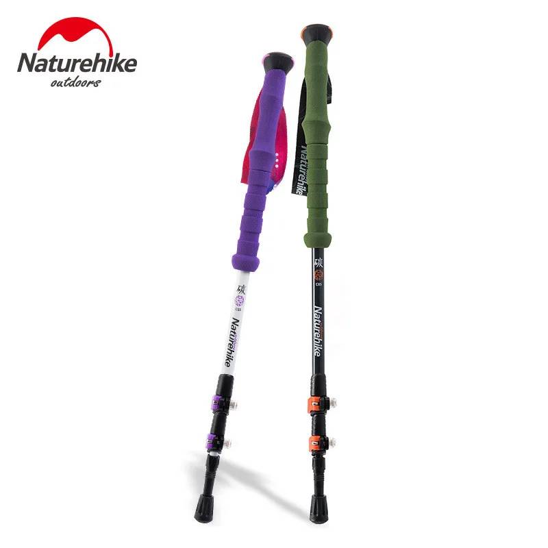 

Naturehike Carbon Fiber Hiking Cane Walking Stick Trekking Pole Alpenstock For Ultra-light Adjustable 1PCS 3 Section 2 Color
