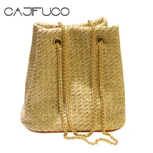 Cajifuco Bohemia verano mujeres playa paja trenzada artículo Cadena de cangilones bolso de rayas bolsa feminina Bolsos Mujer