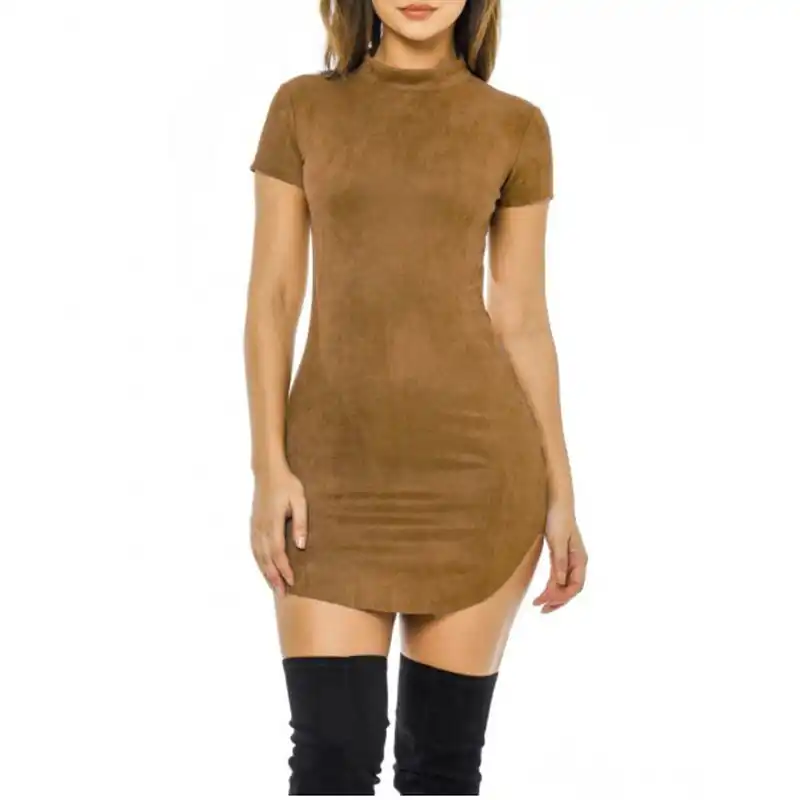 faux suede bodycon dress