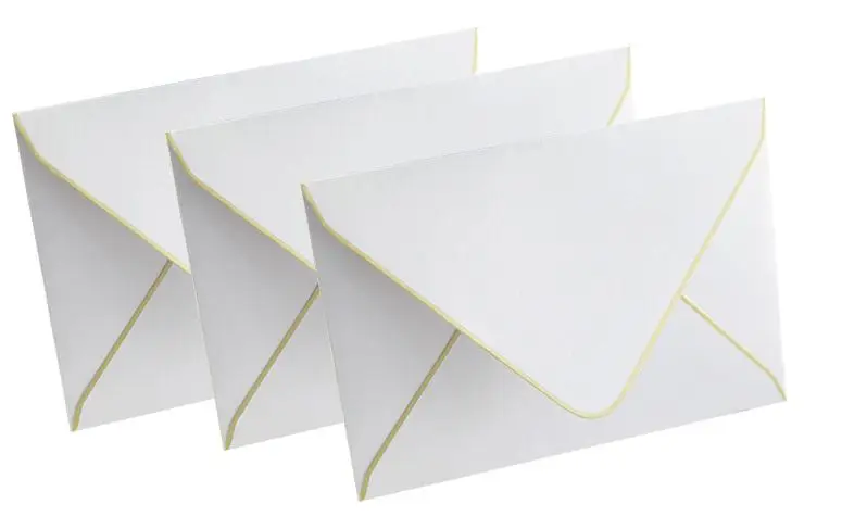 

5PCS White gold rim gilding card invitation envelope