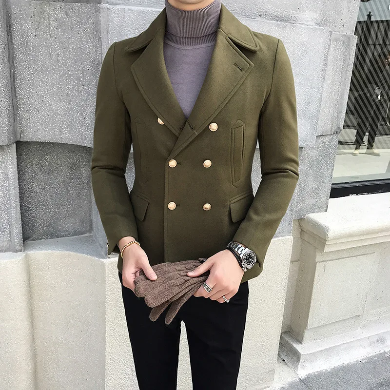 4 однотонных Цвет мужские короткие Woolblend пальто мужской Casaco Masculino зима Южная Корея