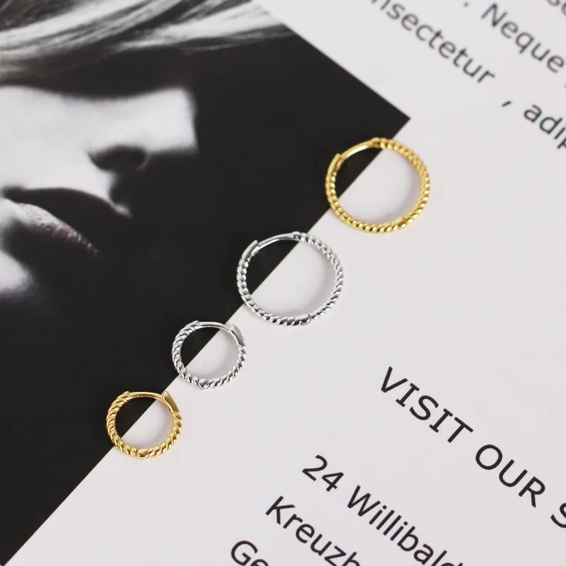 OLOEY, серебряные круглые серьги-кольца из натуральной 925 пробы для женщин, простые геометрические витые серьги, корейские ювелирные изделия YME469