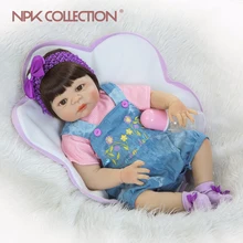 NPK Lifelike Silicone Reborn Baby Menina Alive 57CM Newborn Baby Dolls Full Vinyl Silicone Girl Truly Kids Playmates Toys