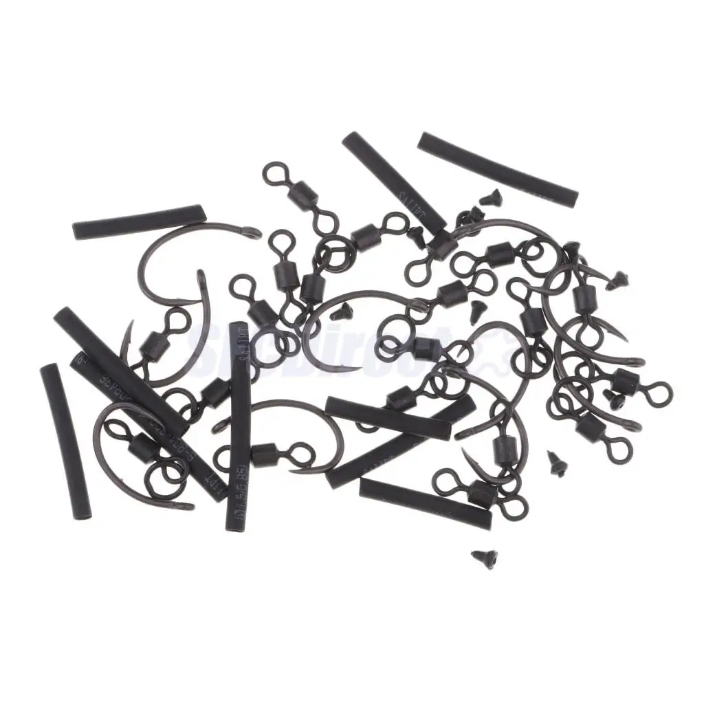 10 Set Carp Fishing Hooks Ready Tied Ronnie Rigs Fishing Hook Link Hair Rigs Swivels for Pop Ups Fishing