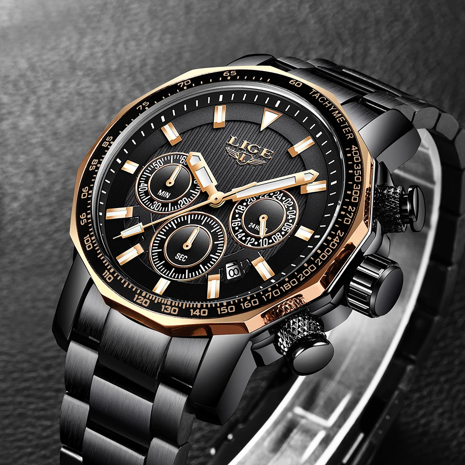 LIGE многофункциональные брендовые Роскошные деловые часы мужские s наручные часы повседневные модные водонепроницаемые кварцевые часы кожаные часы мужские