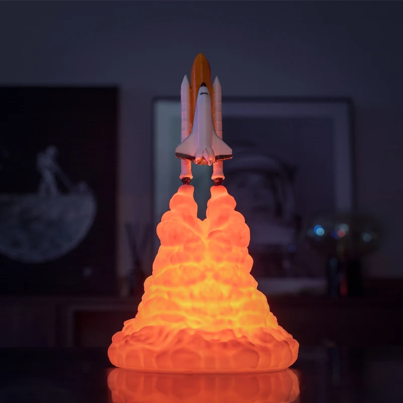 

2019 Newest Dropshipping 3D Print Space Shuttle Lamp Rechargeable Night Light For Space Lovers Moon Lamp as Room Decoration