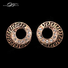 Hot Sale Unique Chic Round CZ Diamond Party Stud Earrings Wholesale Rose White Gold Plated Wedding