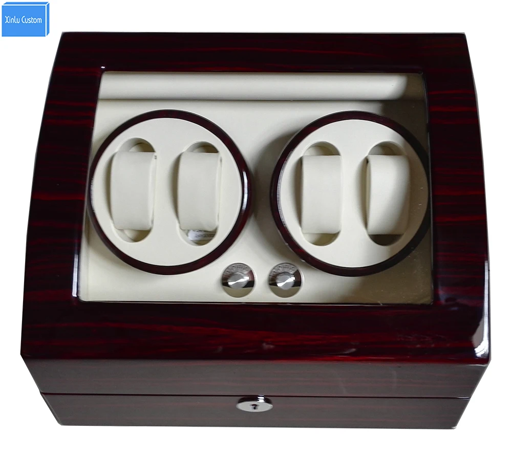 

Global Fit Plug/Dry Battery Luxury Gift 4+6 Grids Storgae Mechanical Watch Winder Box Glossy Lacquer Wooden Leather Rotator Case